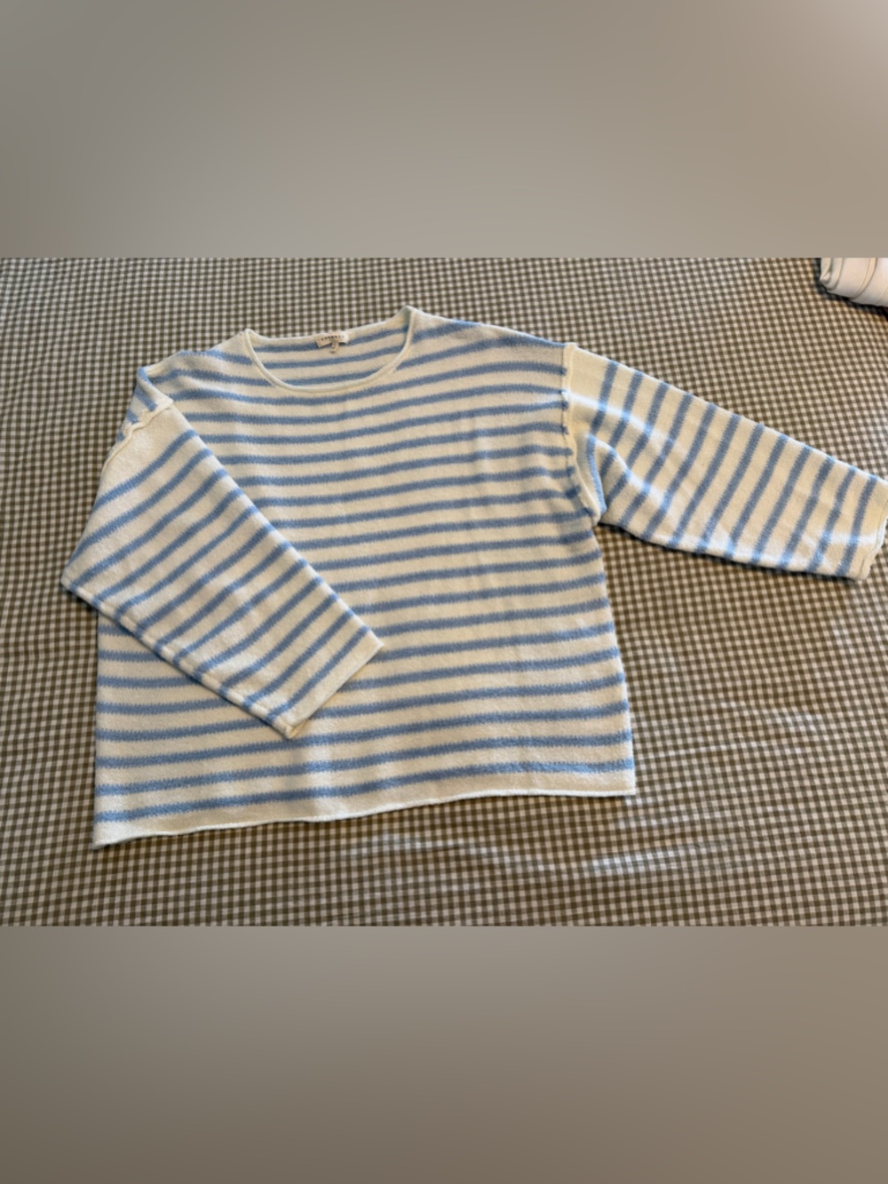 Promesa Soft Striped Sweater in White and Light Blue